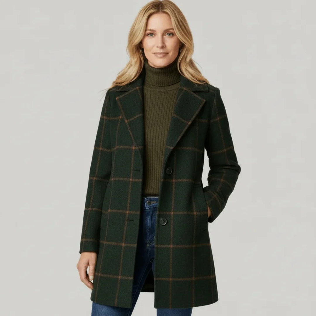 Women's Plaid Trench Coat with Structured Lapel – Limo Atelier