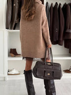 Full Size Lace Detail Cami Dress and Turtleneck Oversized Sweater Set Plus Size
