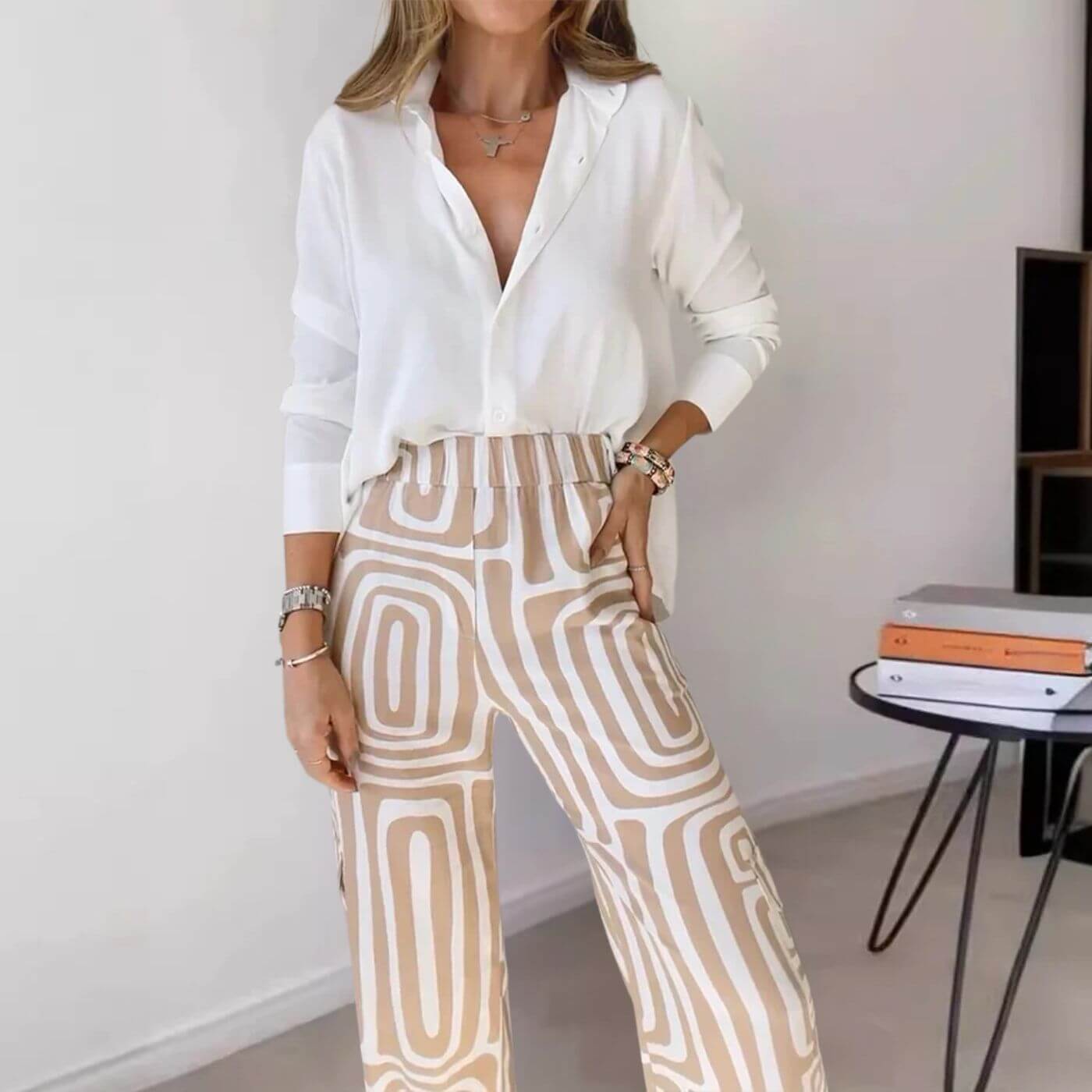 Hanna™ - Stilrent Blus & Byx Set i 2 Delar