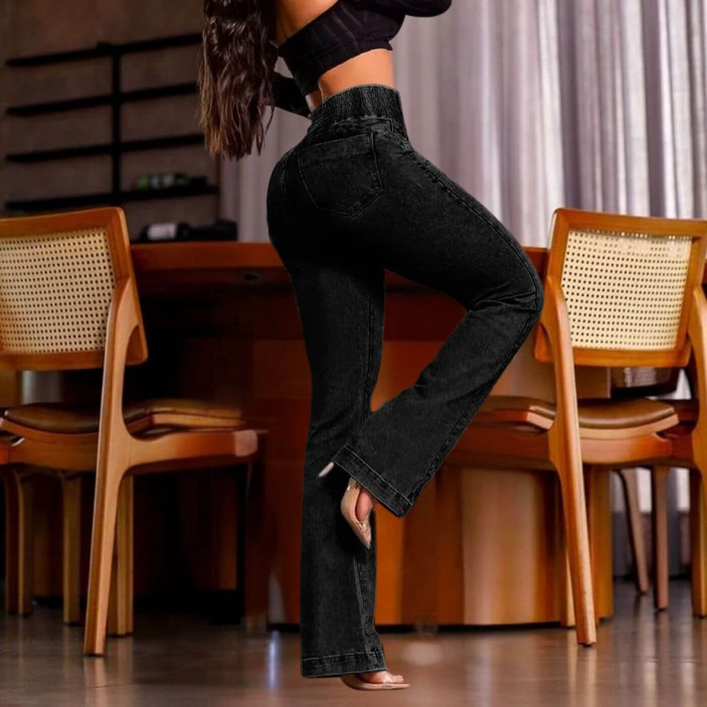 Maya™ - Flare Jeans med Elastisk Midjeband