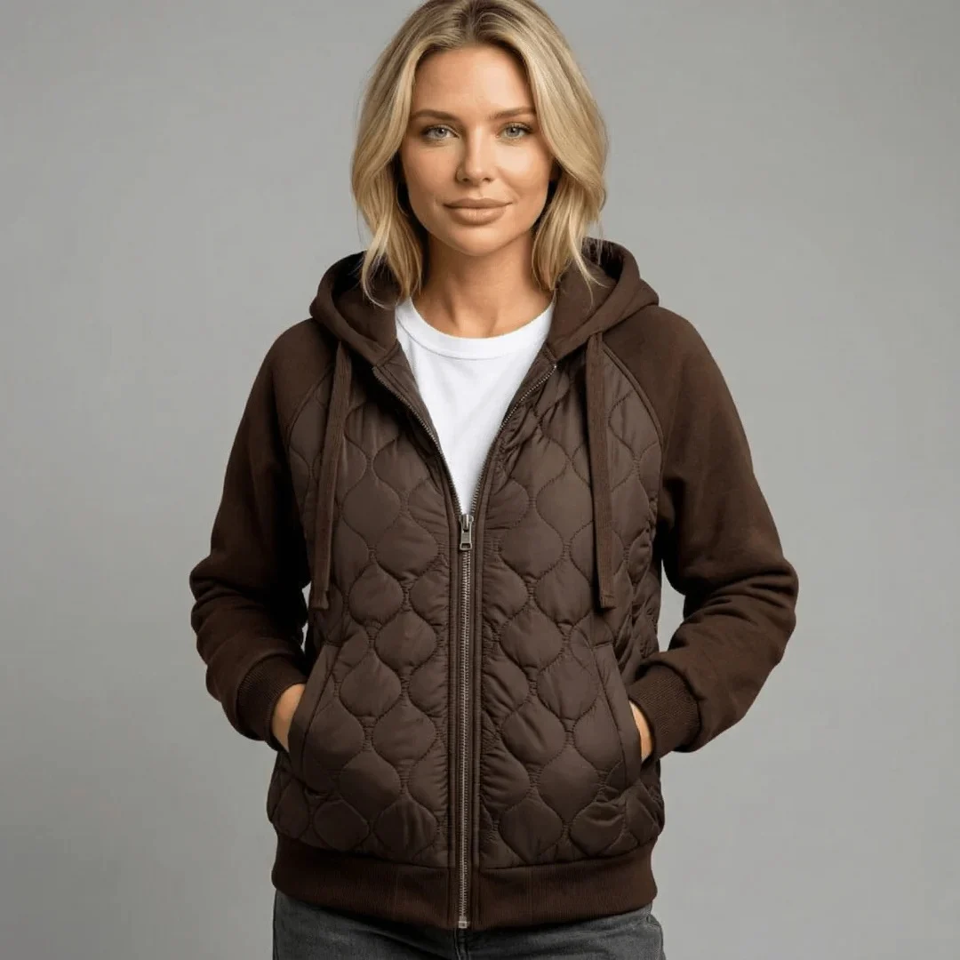 Women's Quilted Hooded Jacket with Fleece Lining – Limo Atelier