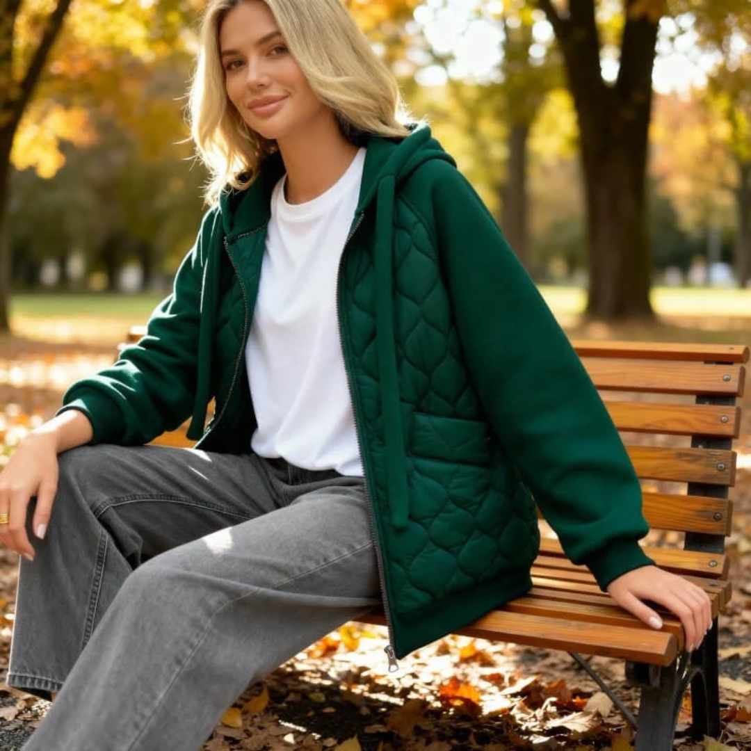Women's Quilted Hooded Jacket with Fleece Lining – Limo Atelier
