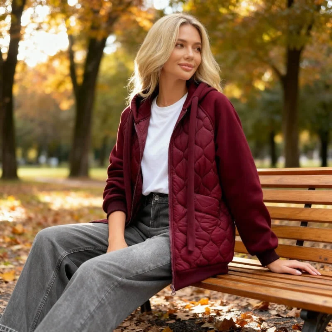 Women's Quilted Hooded Jacket with Fleece Lining – Limo Atelier
