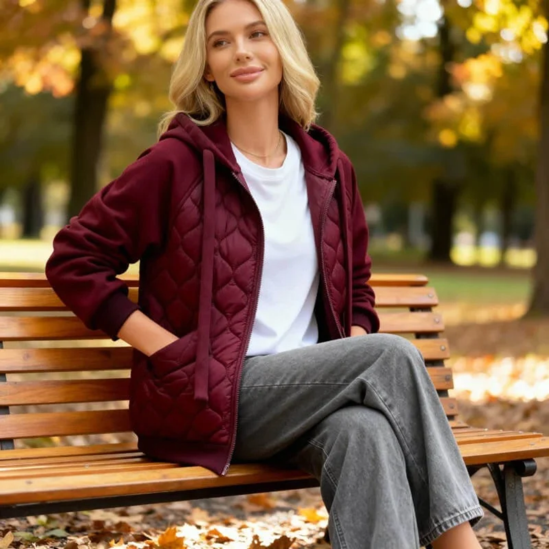 Women's Quilted Hooded Jacket with Fleece Lining – Limo Atelier