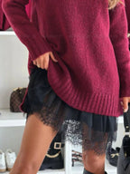 Full Size Lace Detail Cami Dress and Turtleneck Oversized Sweater Set Plus Size