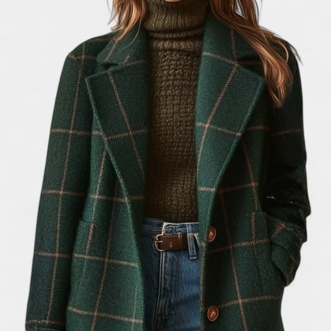 Women's Plaid Trench Coat with Structured Lapel – Limo Atelier