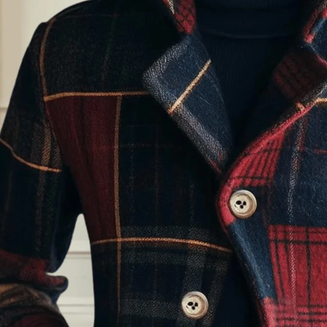 Women's Plaid Wool Blend Jacket with Tailored Fit – Limo Atelier