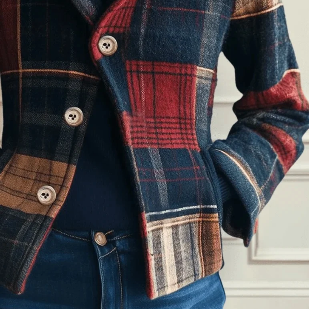 Women's Plaid Wool Blend Jacket with Tailored Fit – Limo Atelier